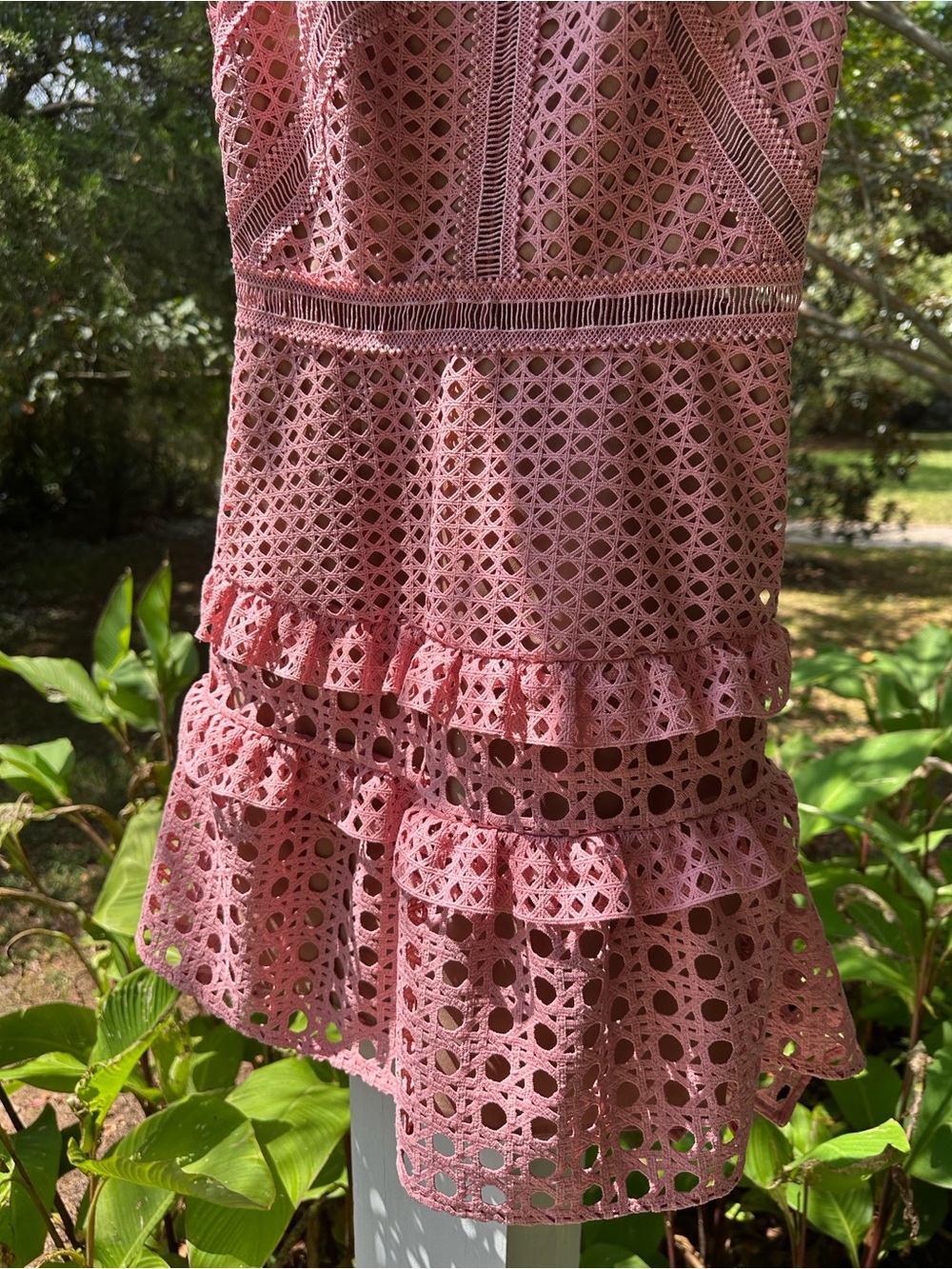Self-Portrait Crosshatch Frill Ruffle Mini Dress - Picture 5 of 8